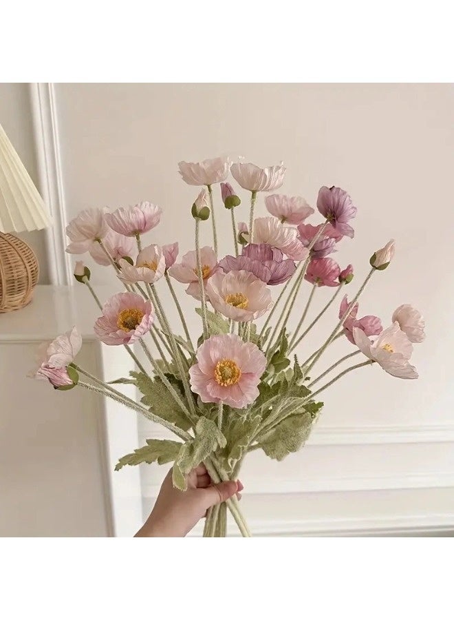 شيبشيب زهور صناعية من الخشخاش – باقة حرير مكوّنة من 3 قطع، مناسبة للزفاف وديكور المنزل والحفلات وتنسيقات الطاولات المركزية - Image 4